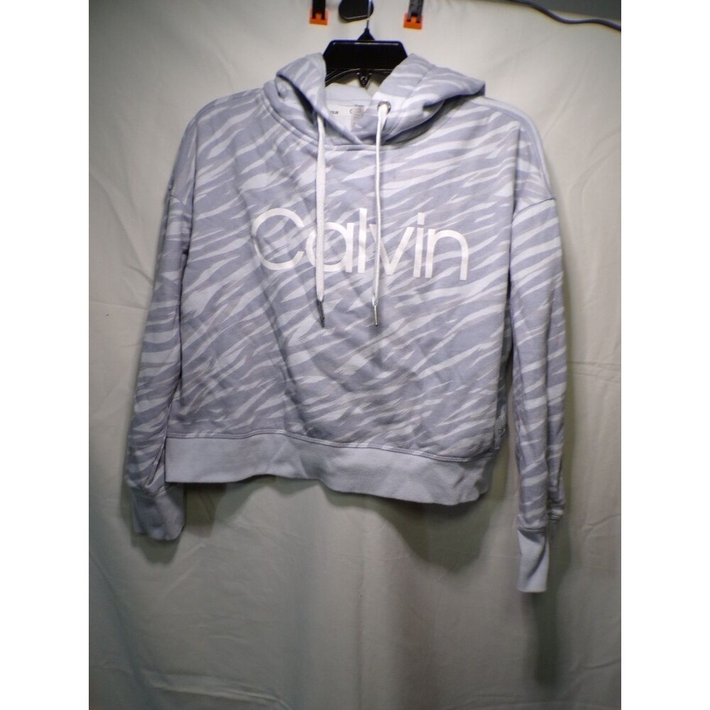 Calvin Klein Performance Women's Small Animal Print Cropped Hoodie Gray